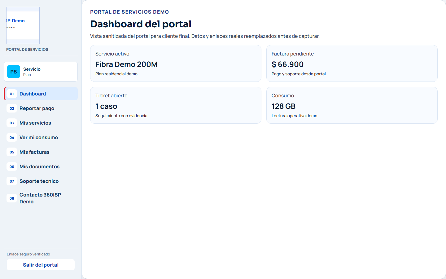Portal dashboard sanitizado